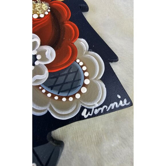 En Velsignet Jul ! A Blessed Christmas! Norweigen Hand painted Wood Ornament - Picture 3 of 5